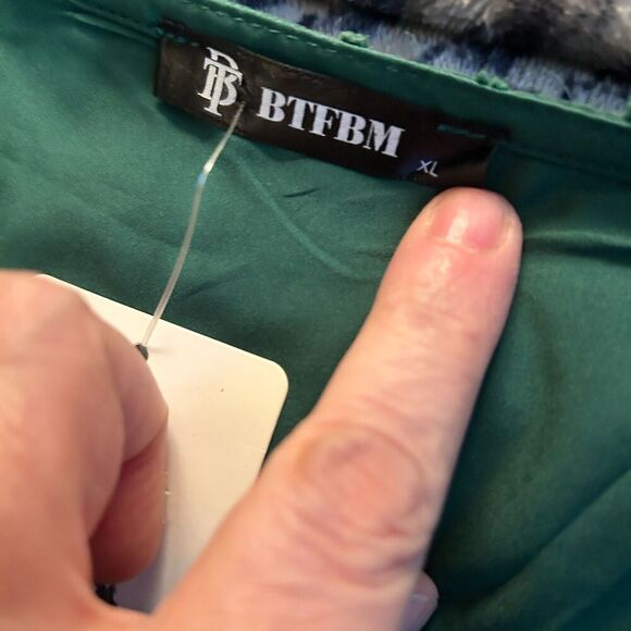 BTFBM Green Swiss Dot Midi Dress Extra Large - Picture 7 of 8